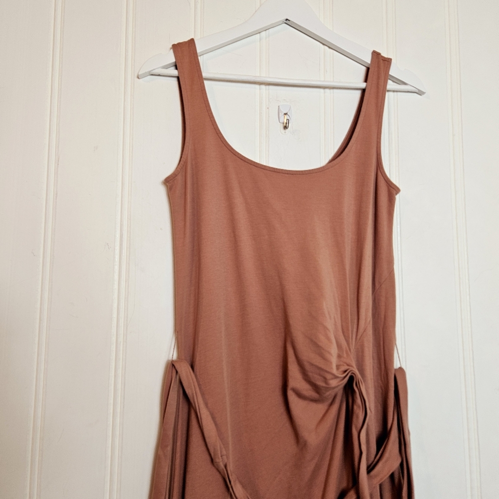 Vince Maxi Dress Womens Size S Sleeveless Wrap Midi Resortwear Neutral - Picture 3 of 11